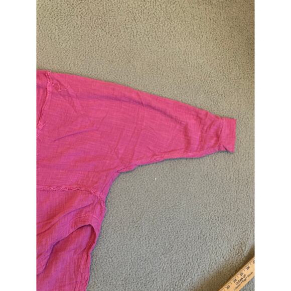 We The Free People Button Top Small Oversized Gauze Long Sleeve Boho Beach Pink - Picture 6 of 16